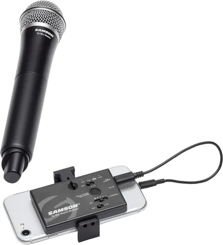 Vista 2 de Samson Go Mic - Sistema inalámbrico digital móvil con micrófono de mano dinámico Q8/transmisor con paquete de garantía extendida