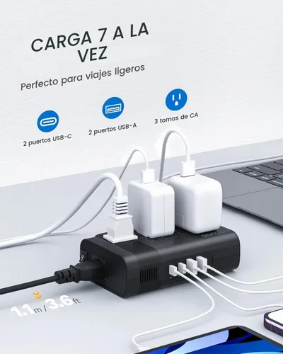 Vista 5 de DOACE Convertidor de voltaje de EE. UU. a Europa para alisador de cabello Negro