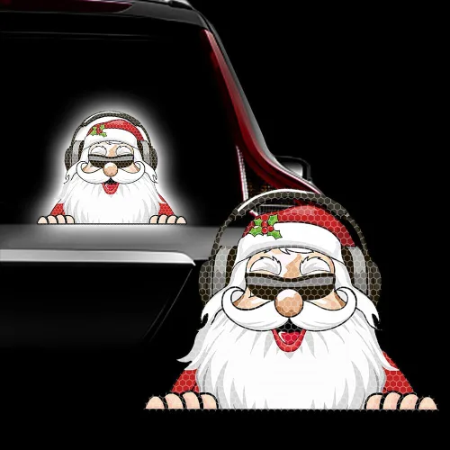 Vista 51 de Pegatina Navideña de Papá Noel Asomado, Lindas Pegatinas de Venado y Muñeco de Nieve para Ventana, Adhesivos para Parachoques de Coche, Adornos