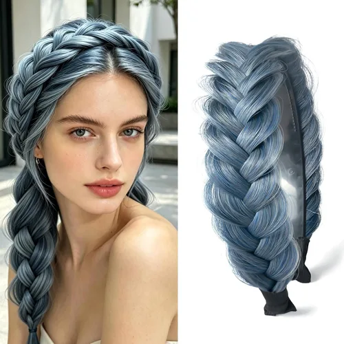 Vista 14 de Diadema Ancha Trenzada Aro Accesorios de Moda para el Cabello Banda Elástica Antideslizante para Mujeres y Niñas (Color Bronce Antiguo)