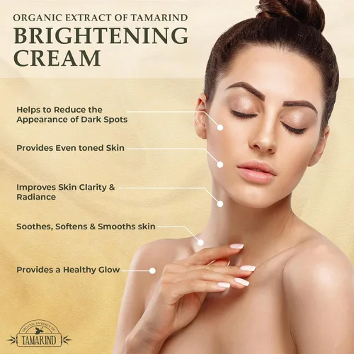 Vista 3 de Extracto orgánico de tamarindo, crema iluminadora de la piel, 1.7 fl oz / 1.7 fl oz, crema de manchas oscuras para manos, nudillos, cuerpo, cara
