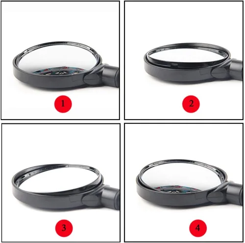 Vista 3 de Espejo para bicicleta giratorio y ajustable con lente de gran angular, espejo convexo retrovisor inastillable universal para bicicleta