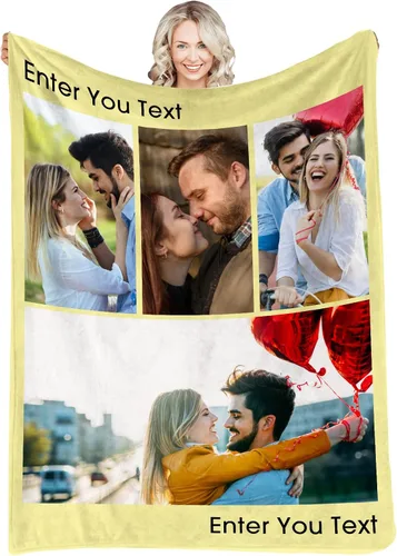 Vista 33 de Manta personalizada con fotos, texto, fotos personalizadas, mantas para adultos y niños, cumpleaños familiar, 1 foto, 50 x 40 pulgadas