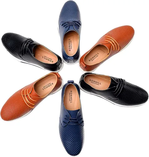 Vista 7 de Konhill - Zapatos de vestir e informales para hombre estilo Oxford transpirables con cordones