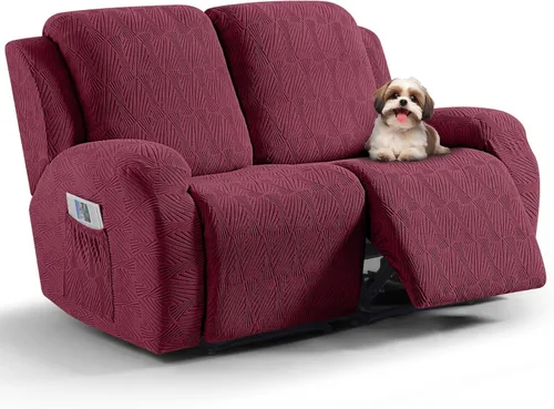 Vista 20 de VANSOFY Fundas para sillas reclinables, 4 piezas, elásticas, de tela jacquard, suave funda para silla reclinable, protector de muebles con parte