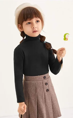 Vista 2 de Blusa básica de cuello alto para bebés y niñas pequeñas, de 1 a 5 años
