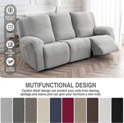 Vista 31 de Gennia Funda Impermeable para Silla Reclinable, Fundas Elásticas para Sofá Reclinable con Bolsillos, Fundas Lavables para Silla Reclinable Lazy Boy