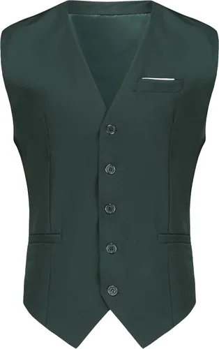 Vista 12 de Chaleco formal de negocios para hombre, chaleco ajustado con cuello en V, traje de esmoquin Gris