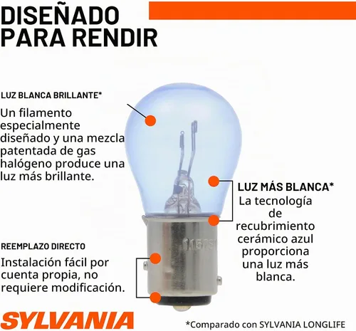 Vista 4 de SYLVANIA - 1157 Bombilla Mini SilverStar - Luz más brillante y más blanca, ideal para luces de circulación diurna (DRL) y luces de reversa