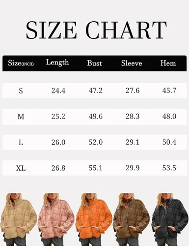 Vista 6 de Omoone Chaqueta acolchada acolchada con cremallera para mujer, abrigo de plumón acolchado de gran