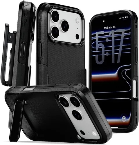 Vista 23 de MOTIVE Funda para iPhone 15 con clip para cinturón, magnética compatible con MagSafe, combo de funda de carcasa a prueba de golpes, funda para Negro