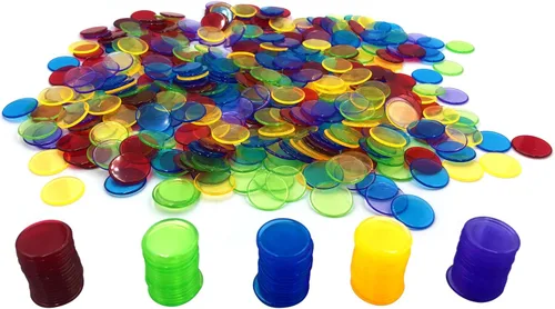 Vista 4 de Yuanhe 500 piezas 3/4 pulgadas transparente Bingo contando chips de color mezclado