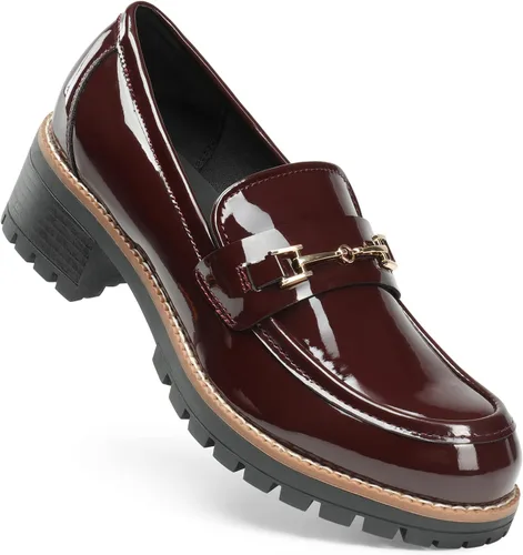 Vista 3 de DREAM PAIRS Mocasines gruesos para mujer, con plataforma, cómodos zapatos casuales de negocios