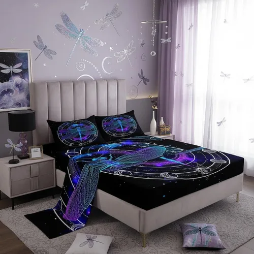 Vista 31 de Castle Fairy Juego de sábanas de motocross tamaño twin, juego de ropa de cama verde con diseño de panal ombré, decoración de habitación de niños