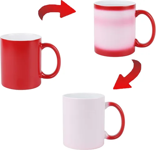 Vista 6 de Taza de sublimación cambiable de 11 onzas, 3 colores surtidos, negro, azul y rojo, empaquetada en caja blanca, caja de 12
