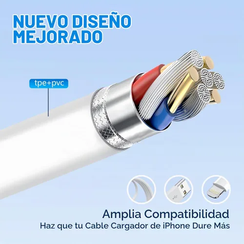 Vista 4 de Cable Lightning para iPhone de 6 pies, [certificado MFi de Apple], cable de carga rápida para iPhone 14 13 12 11 Pro Max XS XR X 8 7 6 Plus SE y más
