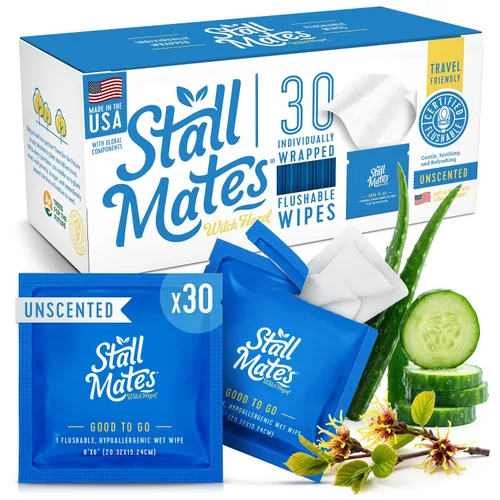 Vista 8 de Stall Mates Feminine Fresh - Toallitas desechables, limpieza envuelta individualmente, apta para viajes, pH equilibrado, sin perfume con girasol