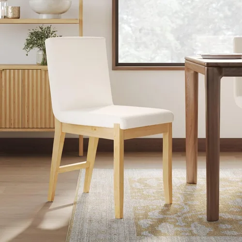 Vista 20 de Nathan James Gracie - Silla de comedor moderna con cojín, silla de comedor tapizada con marco de madera maciza, color marrón claro, juego de 2