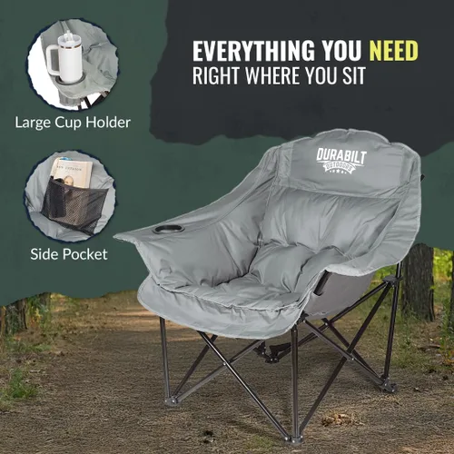 Vista 5 de Silla XL de Gran Tamaño Resistente – Silla Plegable Ancha de Campamento para Adultos, Portátil para Deportes, Béisbol, Camping, Aventuras al Aire