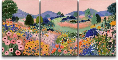 Vista 67 de wall26 Lienzo enmarcado para pared, juego de arte con trazos de pintura roja y naranja vibrante, paisaje, formas abstractas, ilustraciones, arte