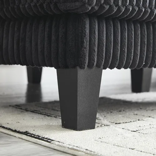 Vista 7 de Sofá seccional en forma de U de gran tamaño con asiento profundo de pana con marco de madera maciza, sofá modular cómodo moderno con reposabrazos
