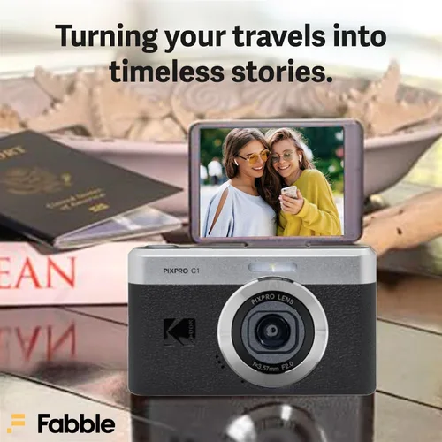 Vista 3 de Kodak PIXPRO C1 - Cámara digital compacta (negro) con tarjeta microSDHC de 32 GB, funda protectora para cámara, lector de tarjetas USB de alta