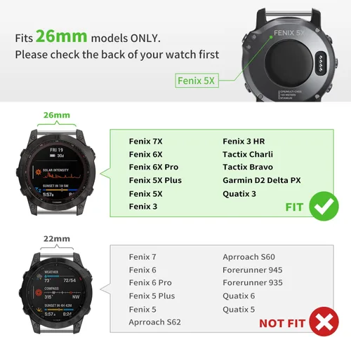 Vista 3 de for Garmin Fenix 8 51mm/7X/6X/5X Plus Band, 26mm Titanium Metal Quick Release Easy Fit Watch Bands with Double Button Clasp for GarminEnduro 2