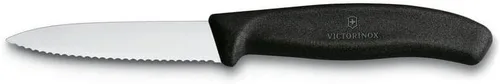 Vista 2 de Victorinox Cuchillo de pelar clásico suizo de 3.25 pulgadas con borde dentado, punta de lanza, negro