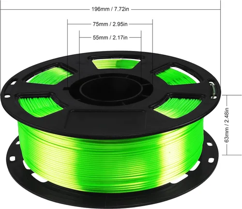 Vista 4 de Bblife - Filamento PLA de color verde lima brillante y sedoso, material para impresión 3D, 2.2 libras, 1/16 pulgadas, apto para impresoras 3D FDM