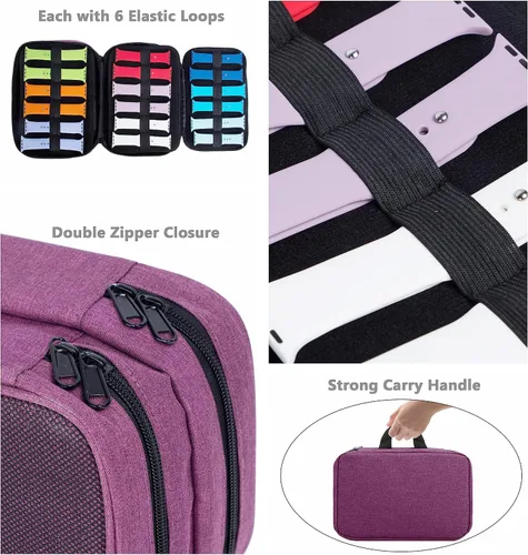 Vista 4 de PACMAXI 84 correas de reloj, funda de transporte compatible con relojes, soporte de correa de reloj expandible, almacena 84 correas para la mayoría