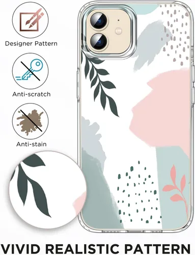 Vista 6 de Funda para iPhone 12 para mujer, [con protector de pantalla] ajuste delgado, diseño floral bohemio, lindo iPhone 12 Pro, patrón que nunca se