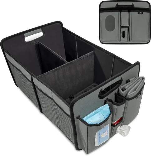 Vista 9 de Organizador de pañales para bebé con cambiador, organizador portátil de coche para artículos esenciales para recién nacidos, pañales y toallitas