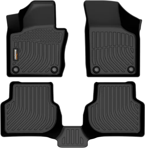 Vista 70 de Alfombrillas para todo tipo de clima y forro de carga para Volkswagen Atlas 2018-2026 (asientos de 6 pasajeros), juego completo de 3 filas