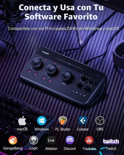 Vista 7 de BlueAVS Interfaz de audio USB, interfaz de audio de 2 entradas/4 salidas con 2 entradas combinadas XLR/TRS, grabación de 24 bits/192 kHz