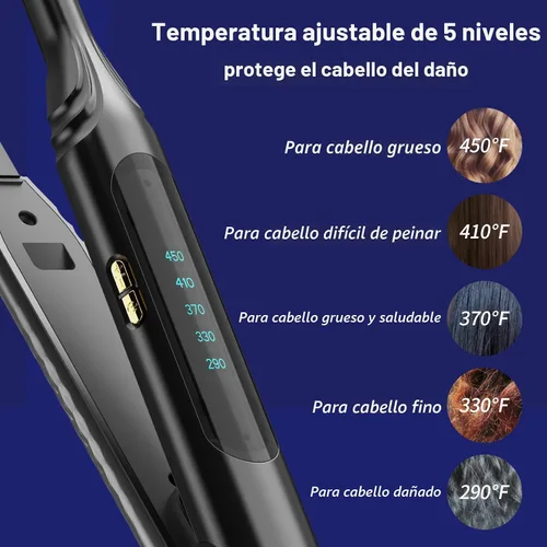 Vista 6 de Plancha de Lápiz 3/10'' Planchas Pequeñas para Cabello Corto, Corte Pixie y Flequillo, Alisador de Cabello para Bordes con Pantalla LED, Mini