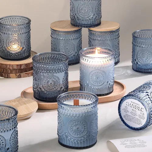 Vista 8 de DARJEN 10 tarros de vela de vidrio de 8 onzas con tapas, latas de velas Ámbar