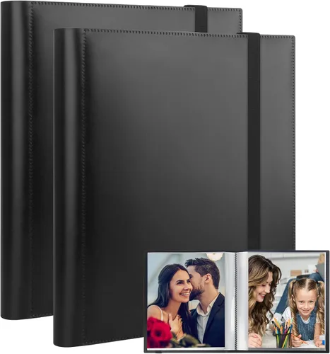 Vista 12 de Aevdor Álbum de fotos de 8.5 x 11 pulgadas con capacidad para 68 fotos, carpeta de arte para fotos de 8.5 x 11 pulgadas, carpeta con fundas de Negro