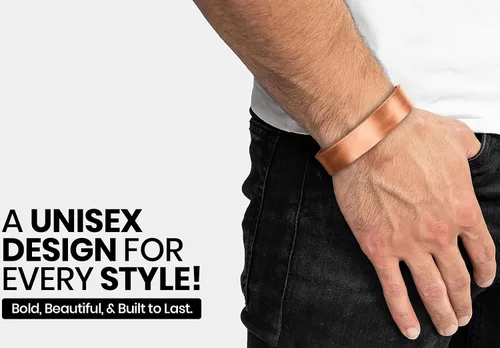 Vista 3 de DEMMEX Pulsera de cobre de 0.118 pulgadas de grosor para hombres y mujeres Brazalete de cobre turco sólido 100% puro, calibre pesado y sin