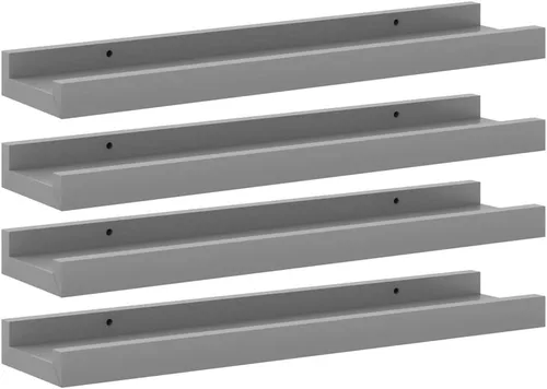 Vista 50 de Black Floating Shelves Set of 4, Wall Mounted MDF Shelves with Matte Finish for Living Room, Bedroom Decor Display