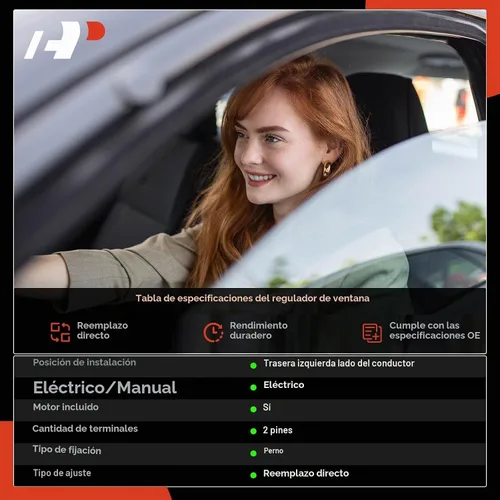 Vista 2 de A-Premium Elevalunas eléctrico del lado del conductor trasero con motor (2 pines)