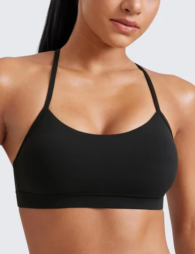 Vista 5 de CRZ YOGA Butterluxe - Brasier deportivo con espalda en Y para mujer, diseño de tirantes delgados, con espalda cruzada y relleno, de bajo impacto