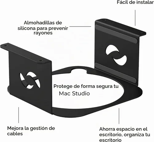 Vista 3 de HumanCentric Soporte para debajo del escritorio compatible con Mac Studio