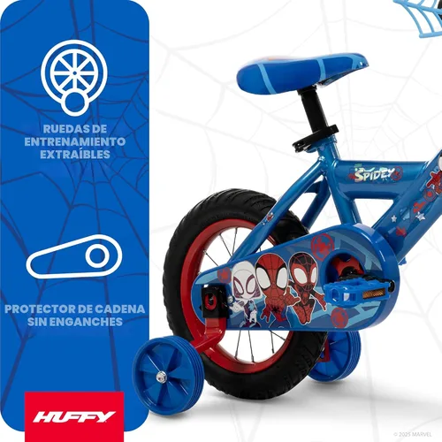 Vista 3 de Huffy Disney and Marvel 12/16 Inch Boys Bikes, Multiple Color Options Azul Spidey y sus increíbles amigos