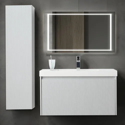 Vista 37 de Blossom Lavabo de baño de 20 pulgadas con tocador, todo en madera montado en la pared, gabinete flotante de baño con tocador con fregadero