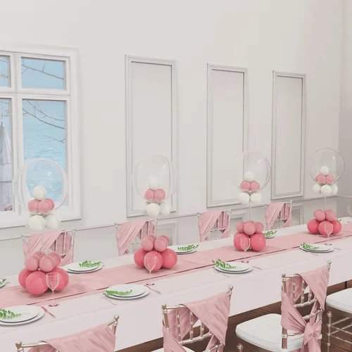 Vista 6 de YALLOVE Kit de soporte para globos de mesa de acrílico transparente, paquete de 4 soportes para palos de globos de 15.75 pulgadas con base