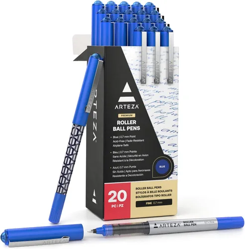 Vista 8 de ARTEZA Bolígrafos de punta fina, paquete de 20 bolígrafos de tinta líquida azul de 0.020 in para diario de viñetas, material de oficina