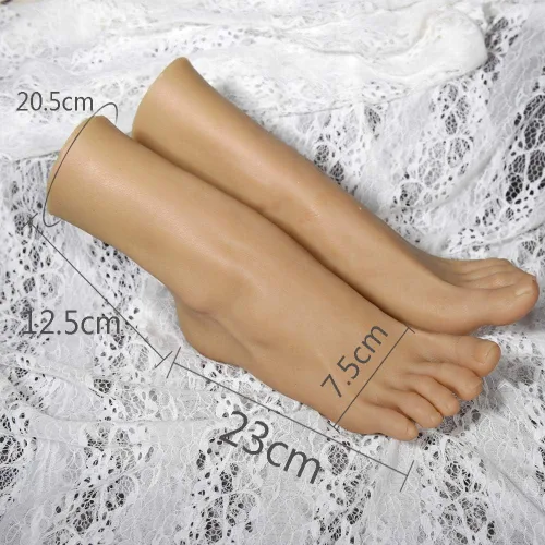 Vista 2 de 1 par de maniquí de silicona para mujer, tamaño natural, para exhibición de pies, joyería, sandalias, zapatos, calcetines, arte con uñas rojas