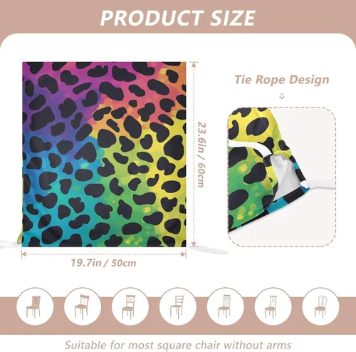 Vista 3 de Fashion Rainbow Leopard Print Decorative Office Chair Slipcover for Bedroom Soft Dining Room Chair Seat Cover cubre sillas para comedor Set of 6