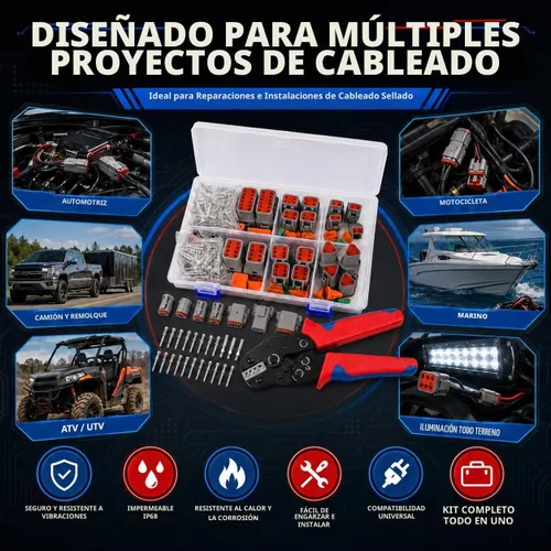 Vista 5 de 174Pcs 12 Kits Kit de Conectores DT Con Alicate de Crimpado para Conectores Deutsch, Conectores de 2 3 4 6 8 12 Pines Conectores Eléctricos