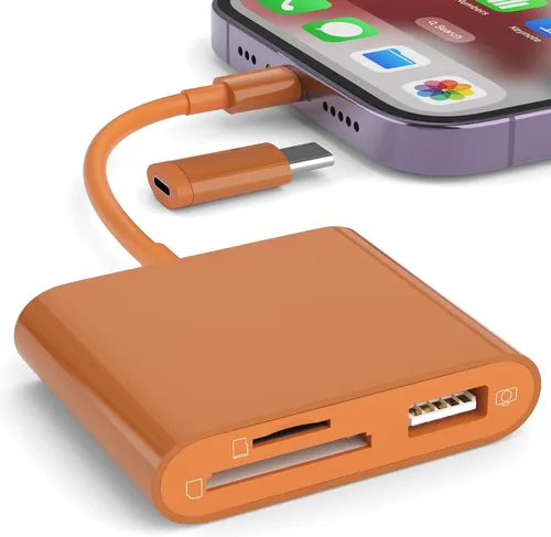 Vista 10 de Lector de tarjetas SD para iPhone, lector de tarjetas de memoria con adaptador USB-C a Lightning, conector plug and play, visor de tarjetas Micro SD